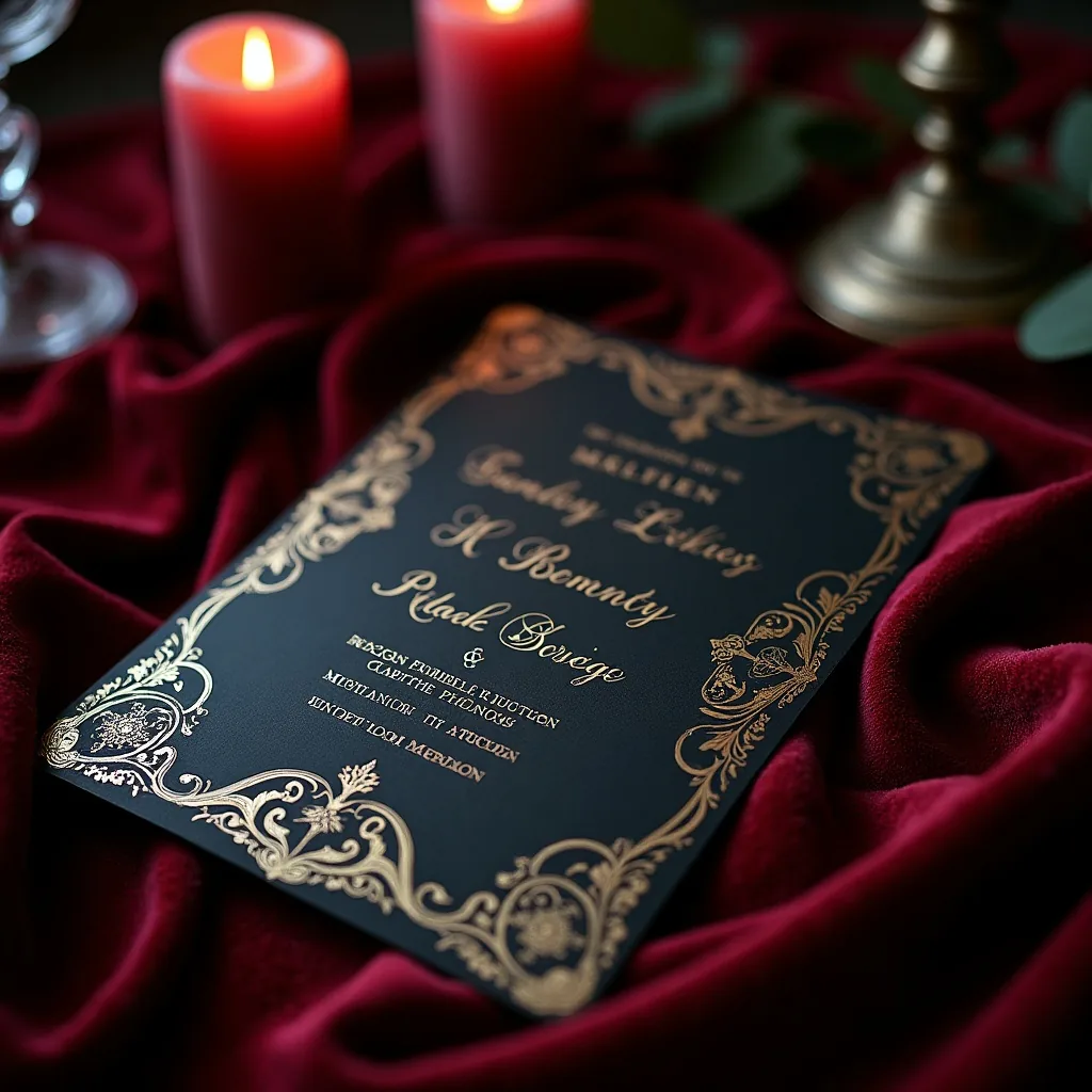 Concepto: La invitación para una boda gótica (IA)
