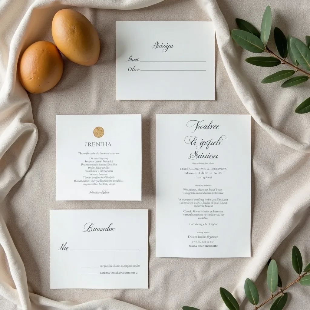 Concepto: La invitación para una boda mediterránea (IA)