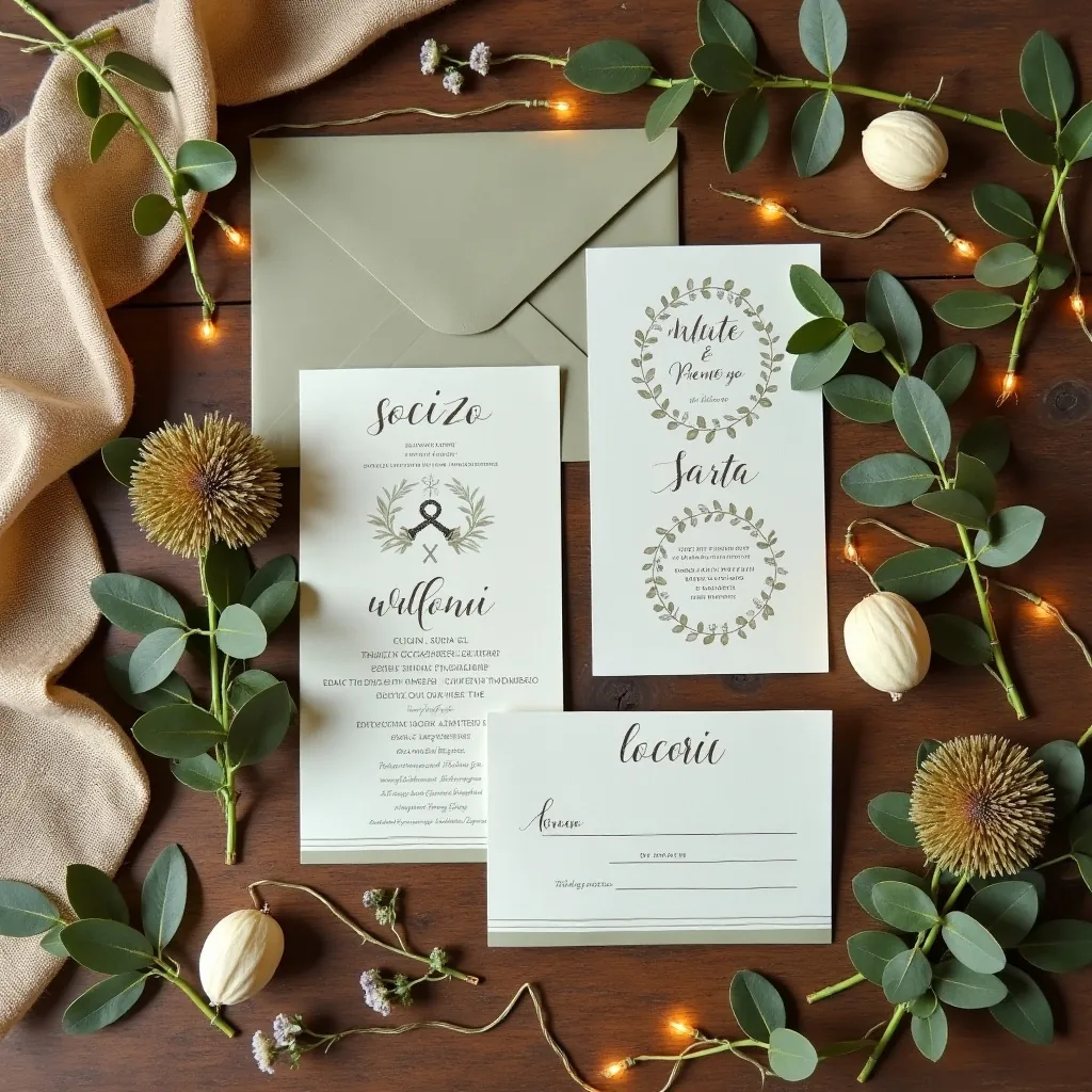 Concepto: La invitación para una boda rústica (IA)