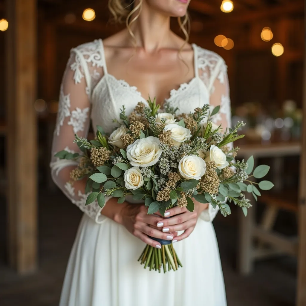 Concepto: El ramo para una boda rústica (IA)