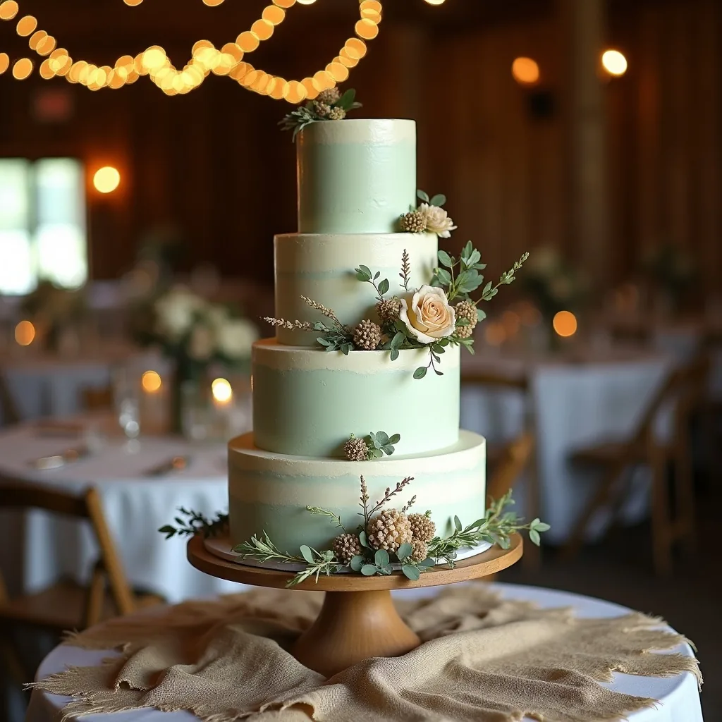 Concepto: La tarta para una boda rústica (IA)