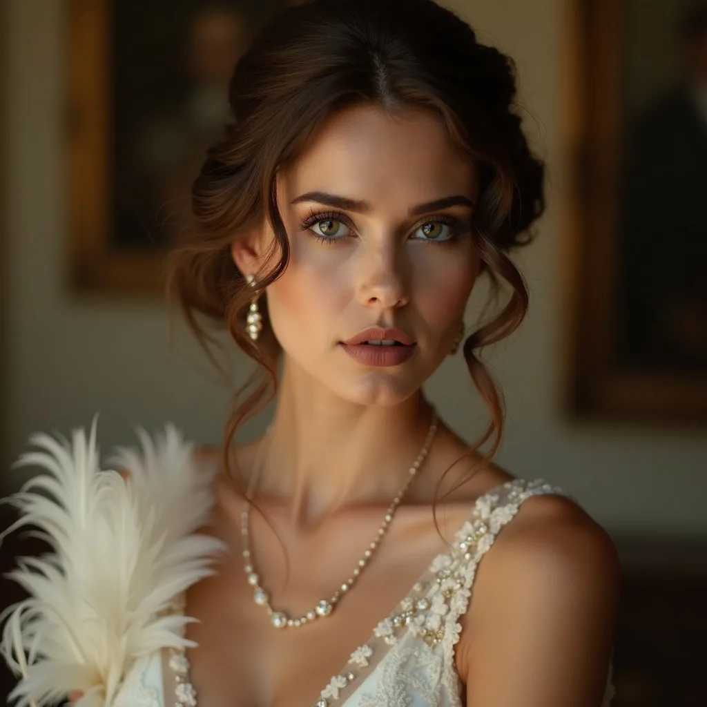 Concepto: La novia para una boda vintage años 20 (IA)